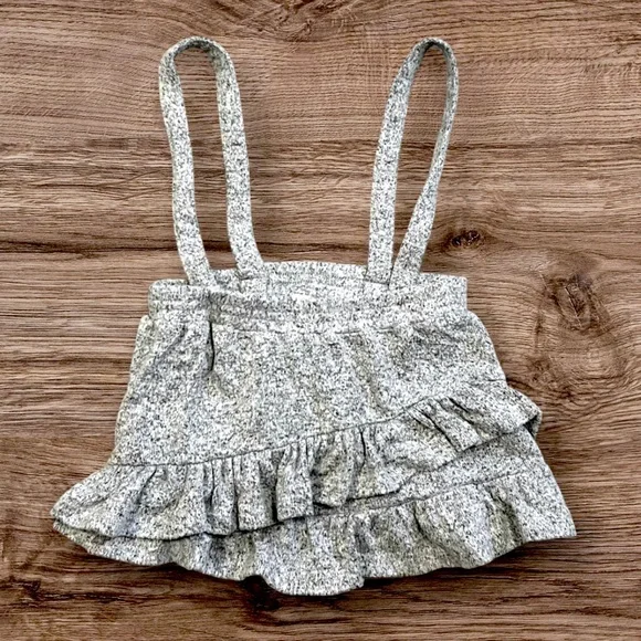 Zara Knitwear Baby Girl Strap Ruffled Skirt 9-12M Grey Marled EUC - Picture 1 of 7